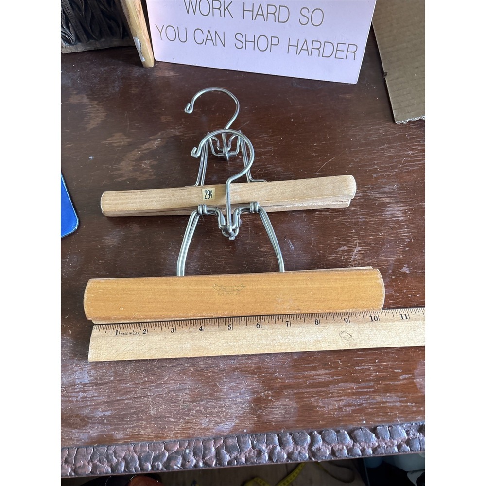 Vintage Wooden Clamp Pant Closet Hangers  - Lot of 5‎